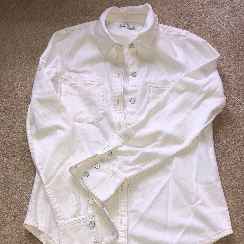 White Jean Lucky Brand Button Down Shirt